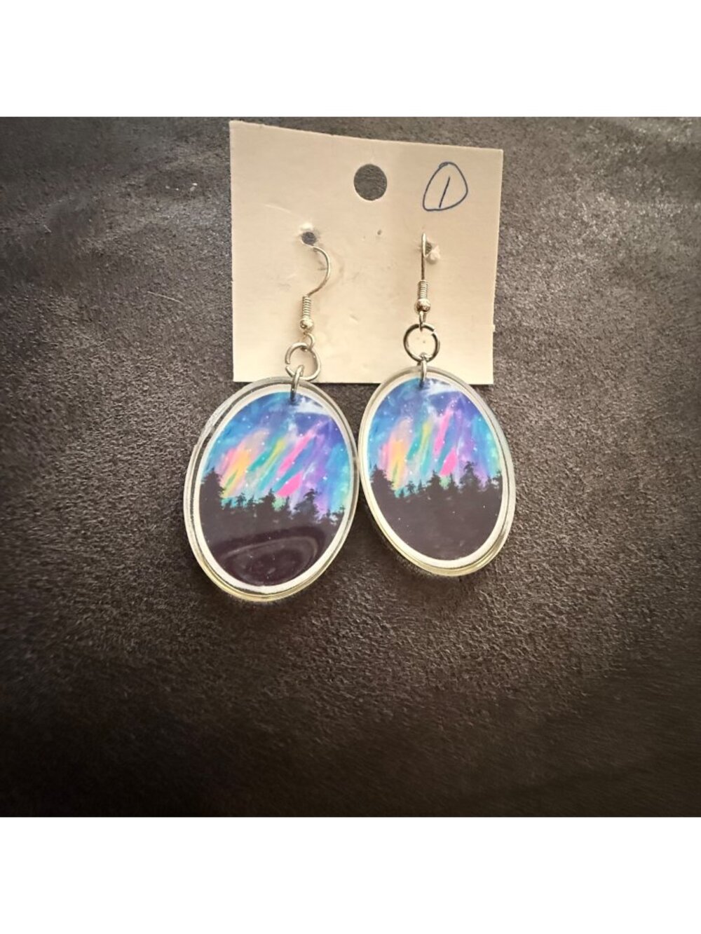 Aurora Borealis Oval Drop Earrings - Handmade - For Women - Northern Lights Desi